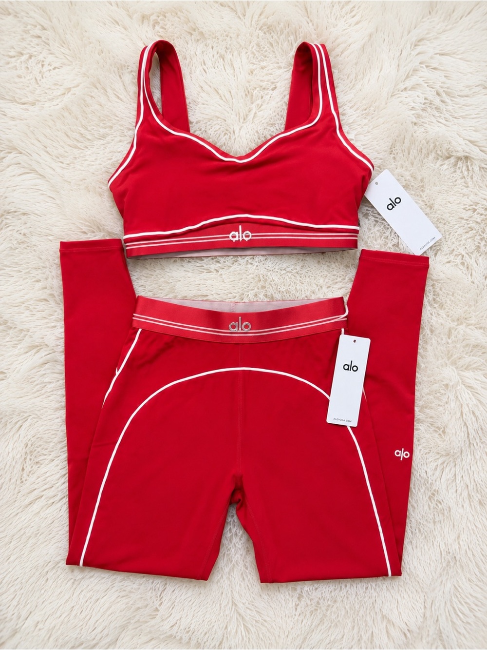 New Alo Red Activewear Set Women’s Sports Bra & Leggings Size L